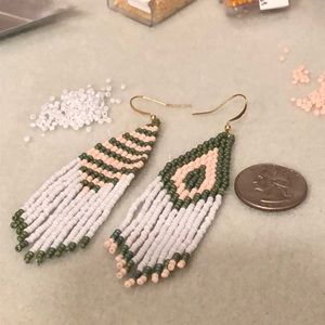 Handmade beaded fringe earrings